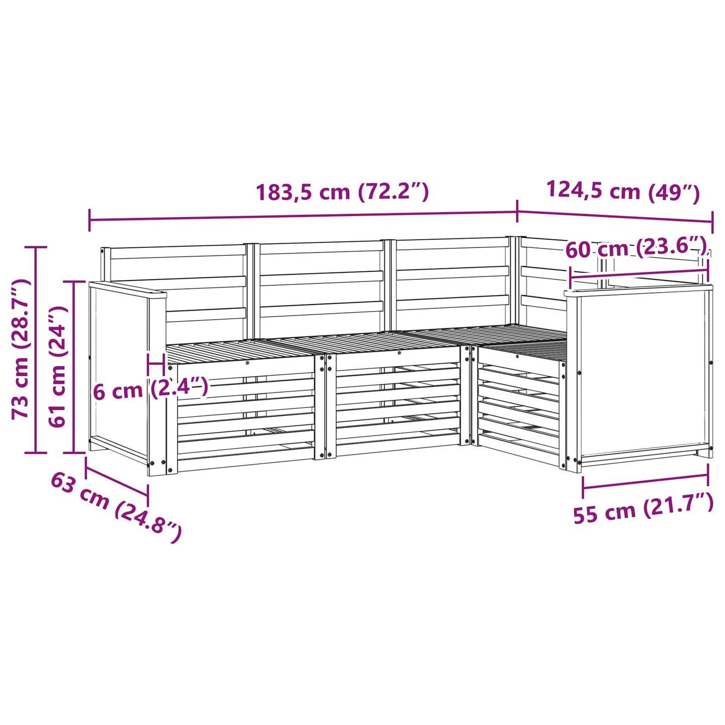 vidaXL Sofa Sets 4 pcs Solid Acacia Wood