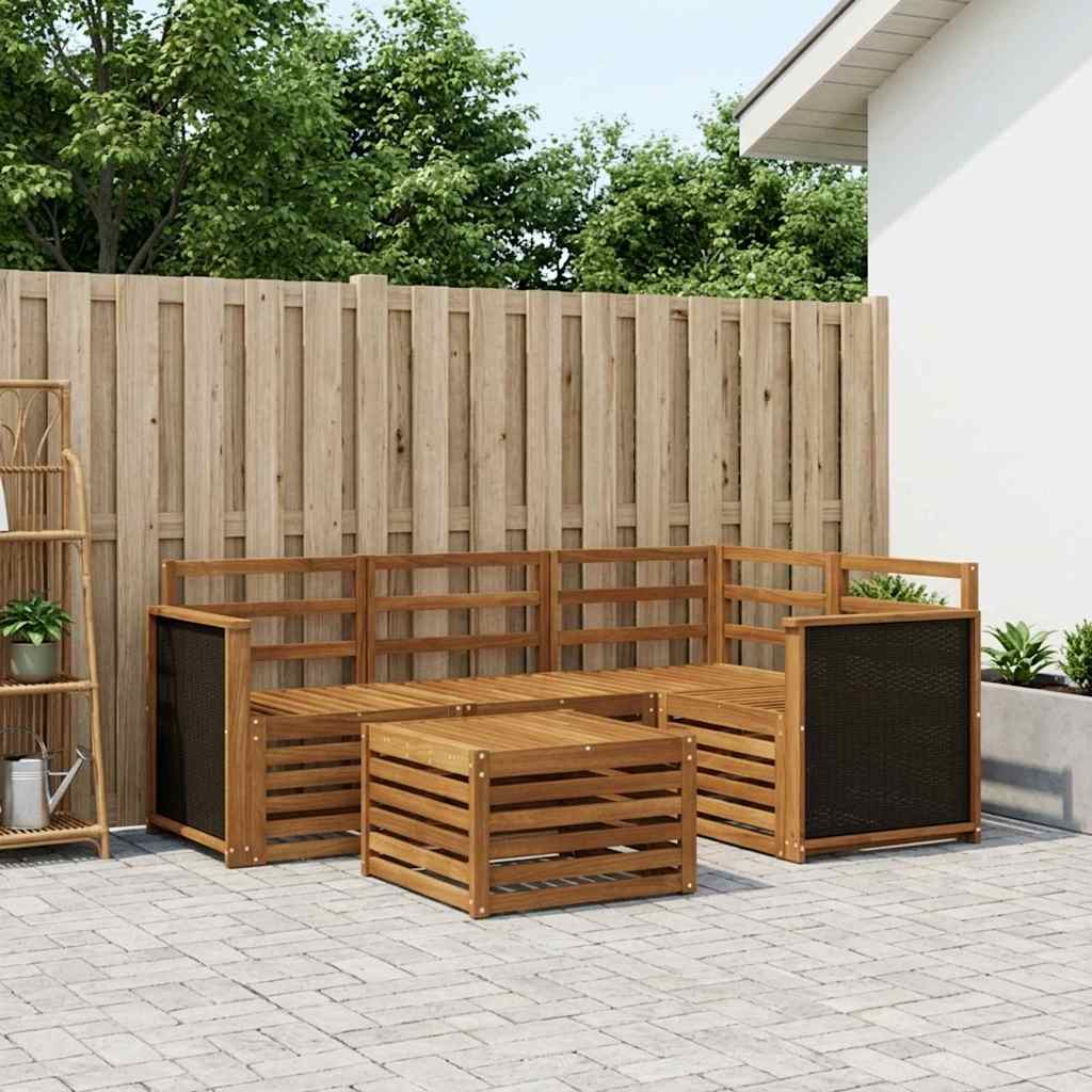 vidaXL Outdoor Sofa Set 5 pcs Natural 59 x 59 x 37 cm Polyester
