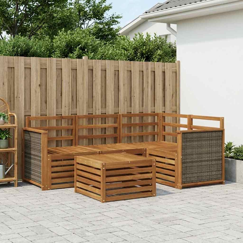 vidaXL Outdoor Sofa Set 5 pcs Natural 59 x 59 x 37 cm Polyester