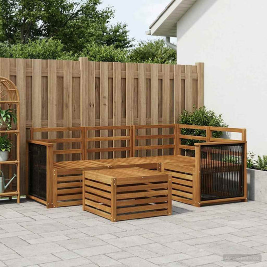 vidaXL Outdoor Sofa Set 5 pcs Natural 59 x 59 x 37 cm Polyester