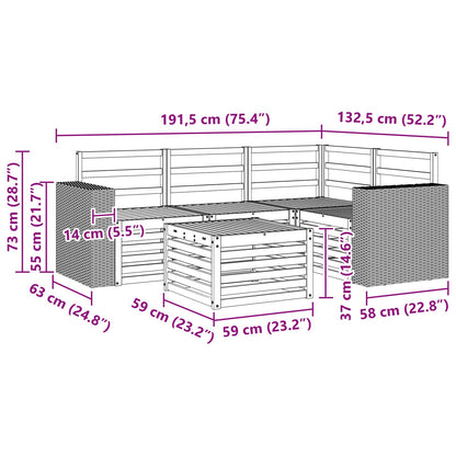 vidaXL Outdoor Sofa Set 5 pcs Natural 59 x 59 x 37 cm Polyester