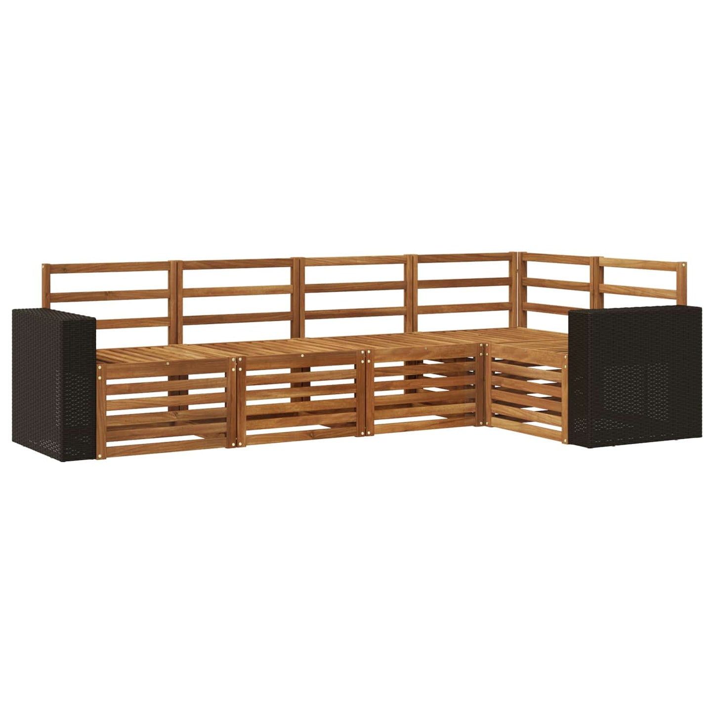 vidaXL Sectional Sofa Set 5 pcs Natural Solid Acacia Wood