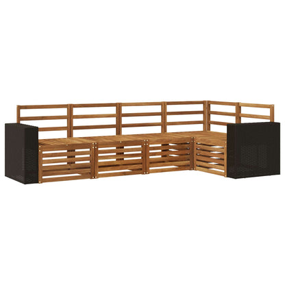 vidaXL Sectional Sofa Set 5 pcs Natural Solid Acacia Wood