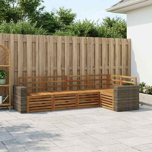 vidaXL Outdoor Sofa Set 5 pcs Natural Polyester
