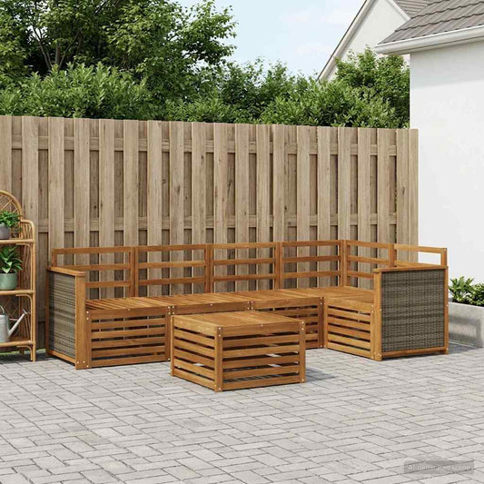 vidaXL Outdoor Sofa Set 5 pcs Natural Solid Acacia Wood