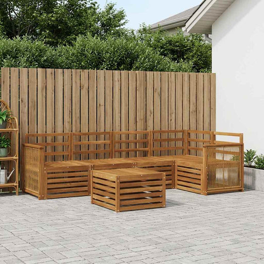 vidaXL Outdoor Sofa Set 5 pcs Natural Solid Acacia Wood