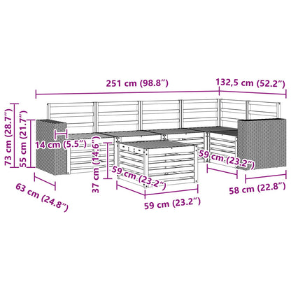 vidaXL Outdoor Sofa Set 6 pcs Natural Polyester