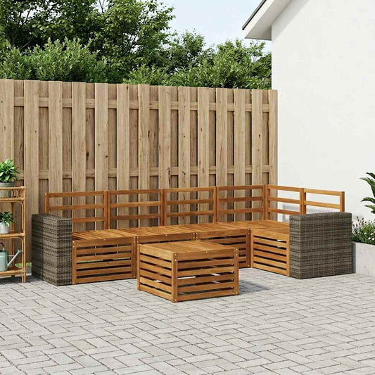 vidaXL Outdoor Sofa Set 6 pcs Natural Polyester
