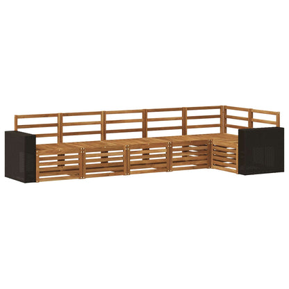 vidaXL Sectional Sofa Set 6 pcs Natural Solid Acacia Wood