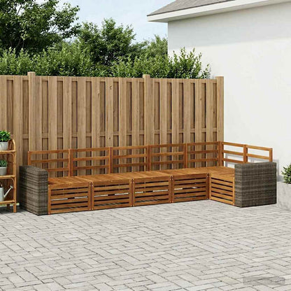 vidaXL Sectional Sofa Set 6 pcs Natural Solid Acacia Wood