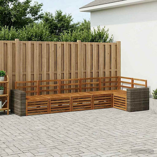 vidaXL Outdoor Sofa Set 6 pcs Natural Polyester