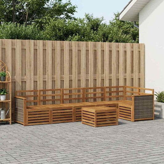 vidaXL Outdoor Sofa Set 6 pcs Natural Solid Acacia Wood