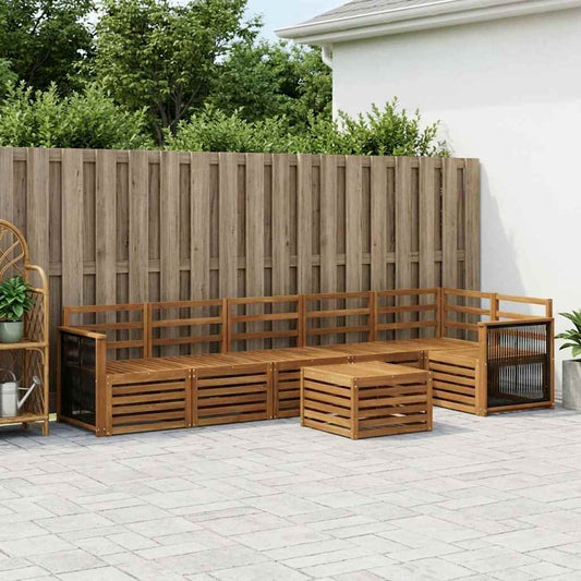 vidaXL Outdoor Sofa Set 6 pcs Natural Solid Acacia Wood