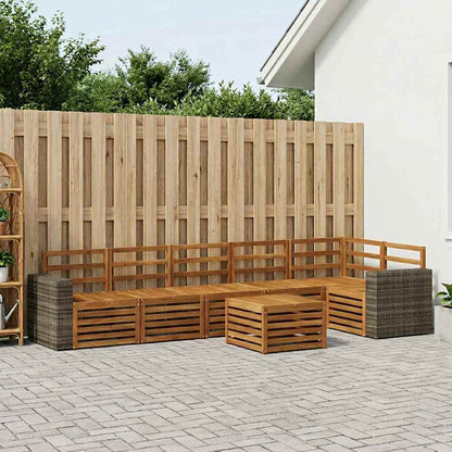 vidaXL Sectional Sofa Set 7 pcs Natural Solid Acacia Wood