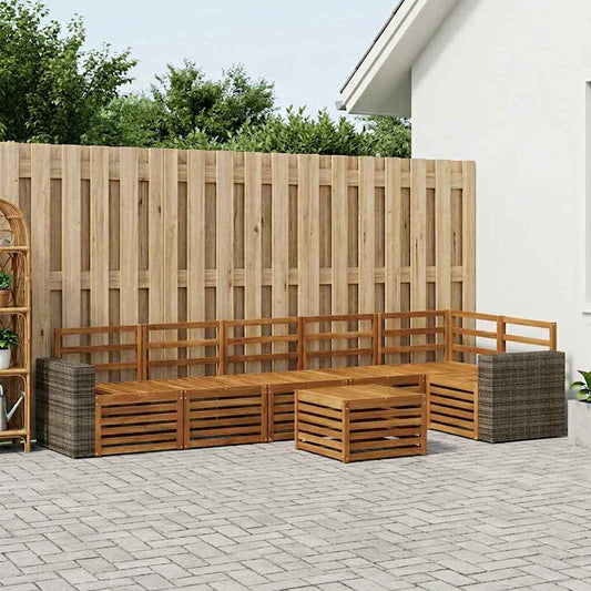 vidaXL Outdoor Sofa Set 7 pcs Natural Polyester