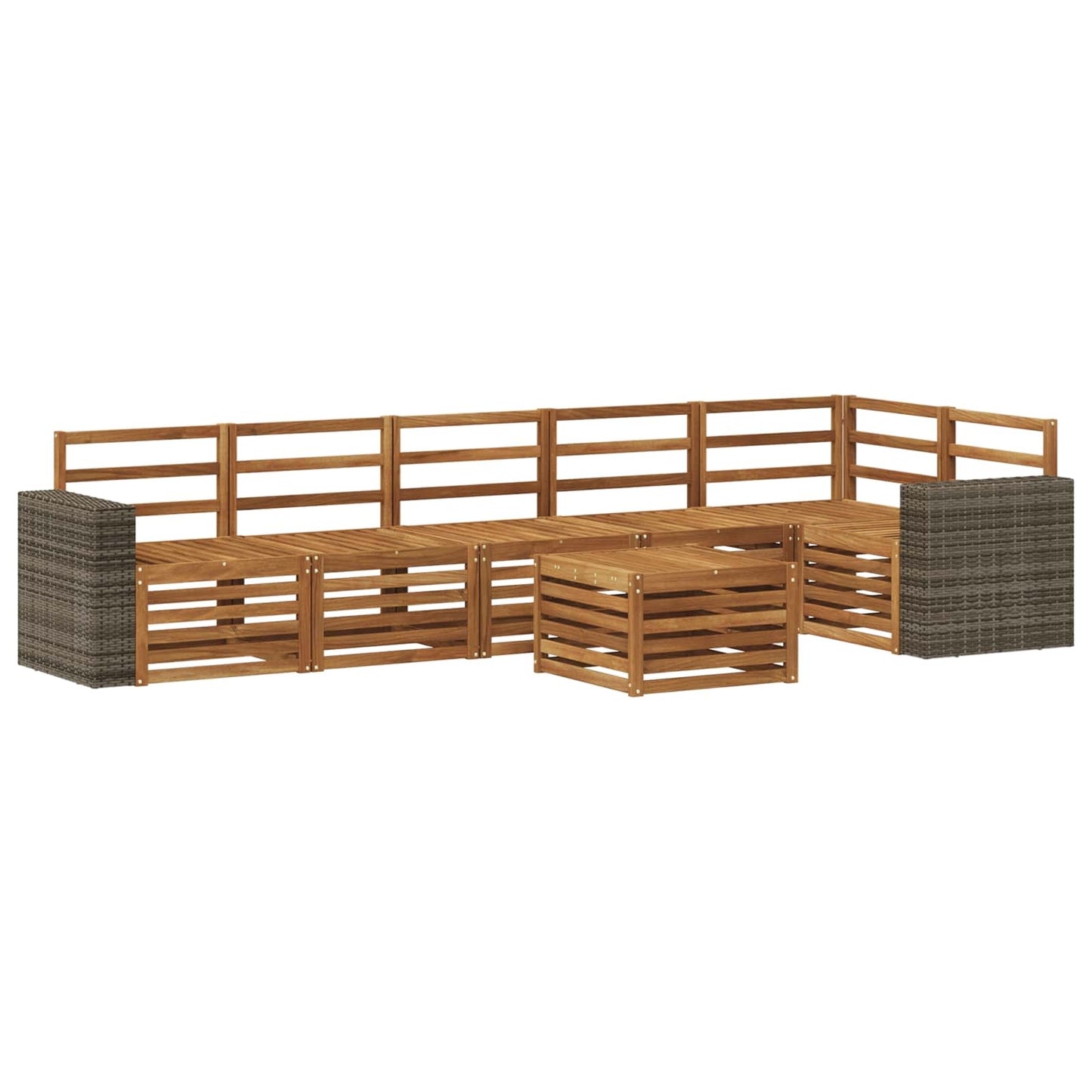 vidaXL Sectional Sofa Set 7 pcs Natural Solid Acacia Wood