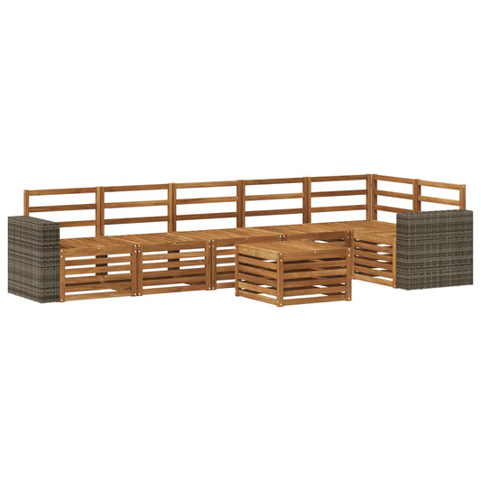 vidaXL Outdoor Sofa Set 7 pcs Natural Polyester