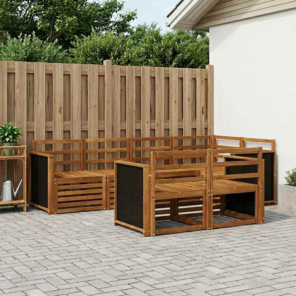 vidaXL Sectional Sofa Set 6 pcs Natural Solid Acacia Wood