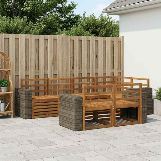vidaXL Outdoor Sofa Set 7 pcs Natural Polyester