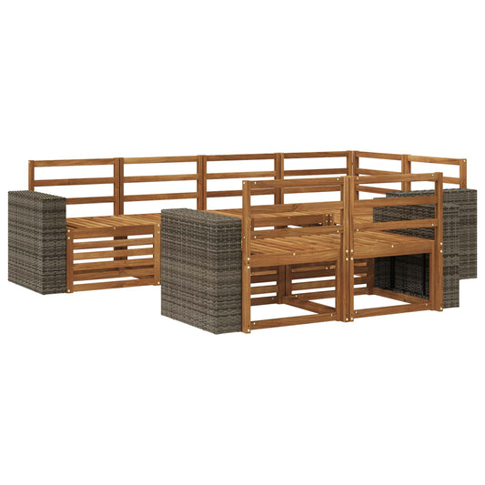 vidaXL Outdoor Sofa Set 7 pcs Natural Polyester