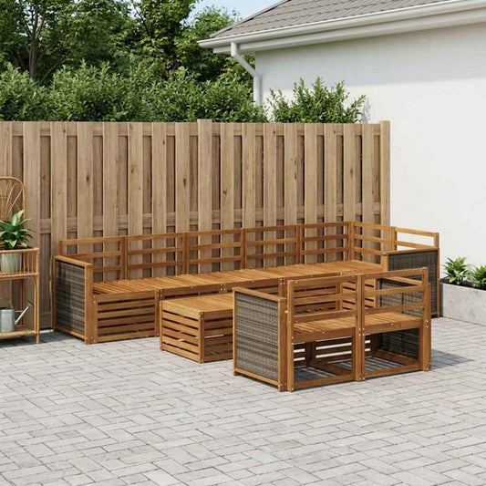 vidaXL Outdoor Sofa Set 8 pcs Natural Solid Acacia Wood