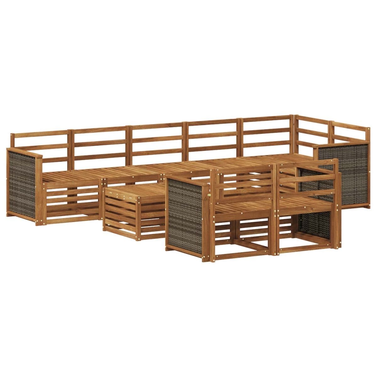 vidaXL Outdoor Sofa Set 8 pcs Natural Solid Acacia Wood