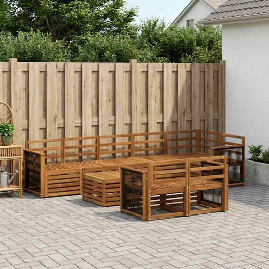 vidaXL Outdoor Sofa Set 8 pcs Natural Solid Acacia Wood