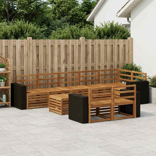 vidaXL Outdoor Sofa Set 9 pcs Natural Solid Acacia Wood