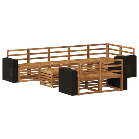 vidaXL Outdoor Sofa Set 9 pcs Natural Solid Acacia Wood