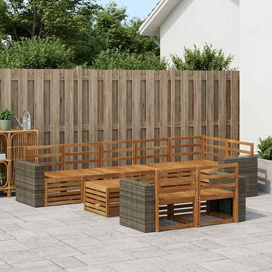vidaXL Outdoor Sofa Set 9 pcs Natural Solid Acacia Wood