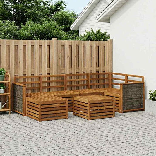 vidaXL Outdoor Sofa Set 6 pcs Natural Solid Acacia Wood