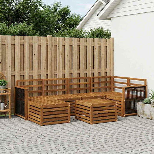 vidaXL Outdoor Sofa Set 6 pcs Natural Solid Acacia Wood