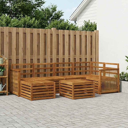vidaXL Outdoor Sofa Set 6 pcs Natural Solid Acacia Wood