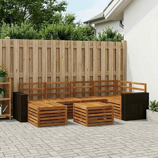 vidaXL Outdoor Sofa Set 7 pcs Natural Polyester