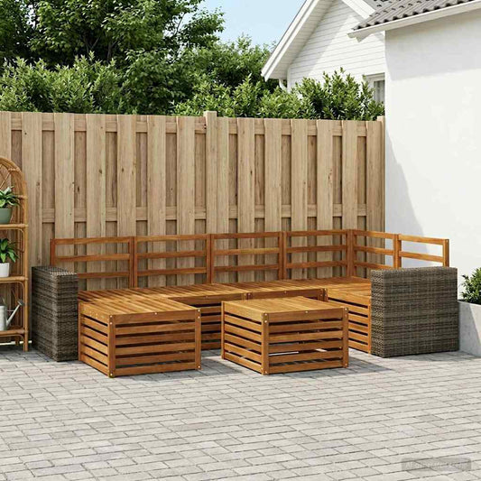 vidaXL Outdoor Sofa Set 7 pcs Natural Polyester
