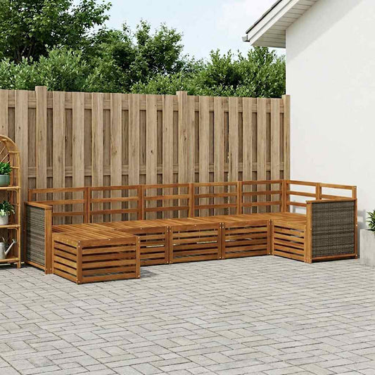 vidaXL Outdoor Sofa Set 6 pcs Natural Solid Acacia Wood