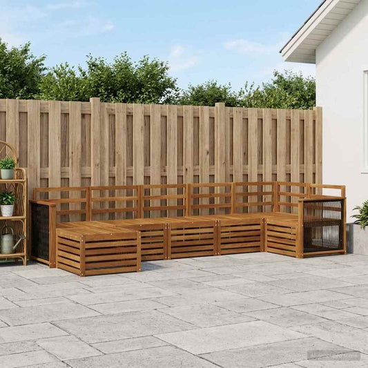 vidaXL Outdoor Sofa Set 6 pcs Natural Solid Acacia Wood