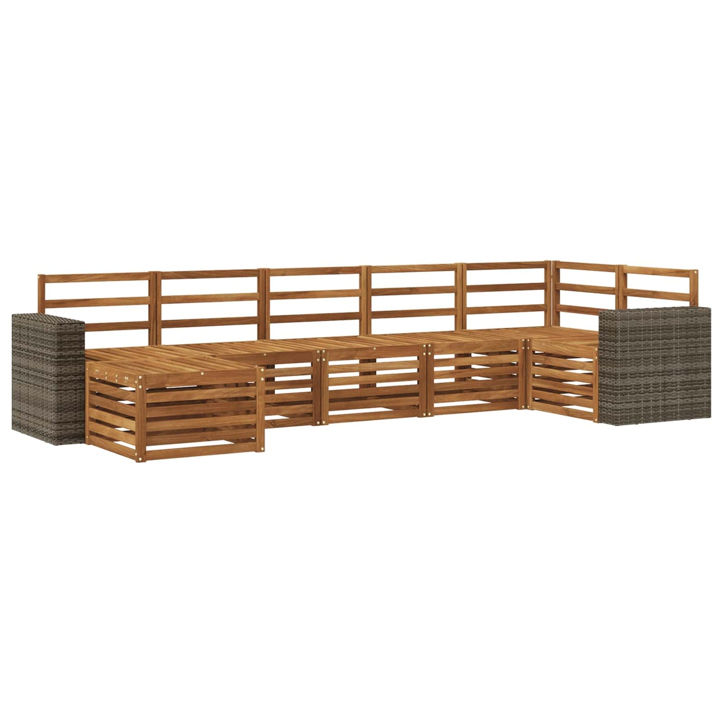 vidaXL Sectional Sofa Set 7 pcs Natural Solid Acacia Wood