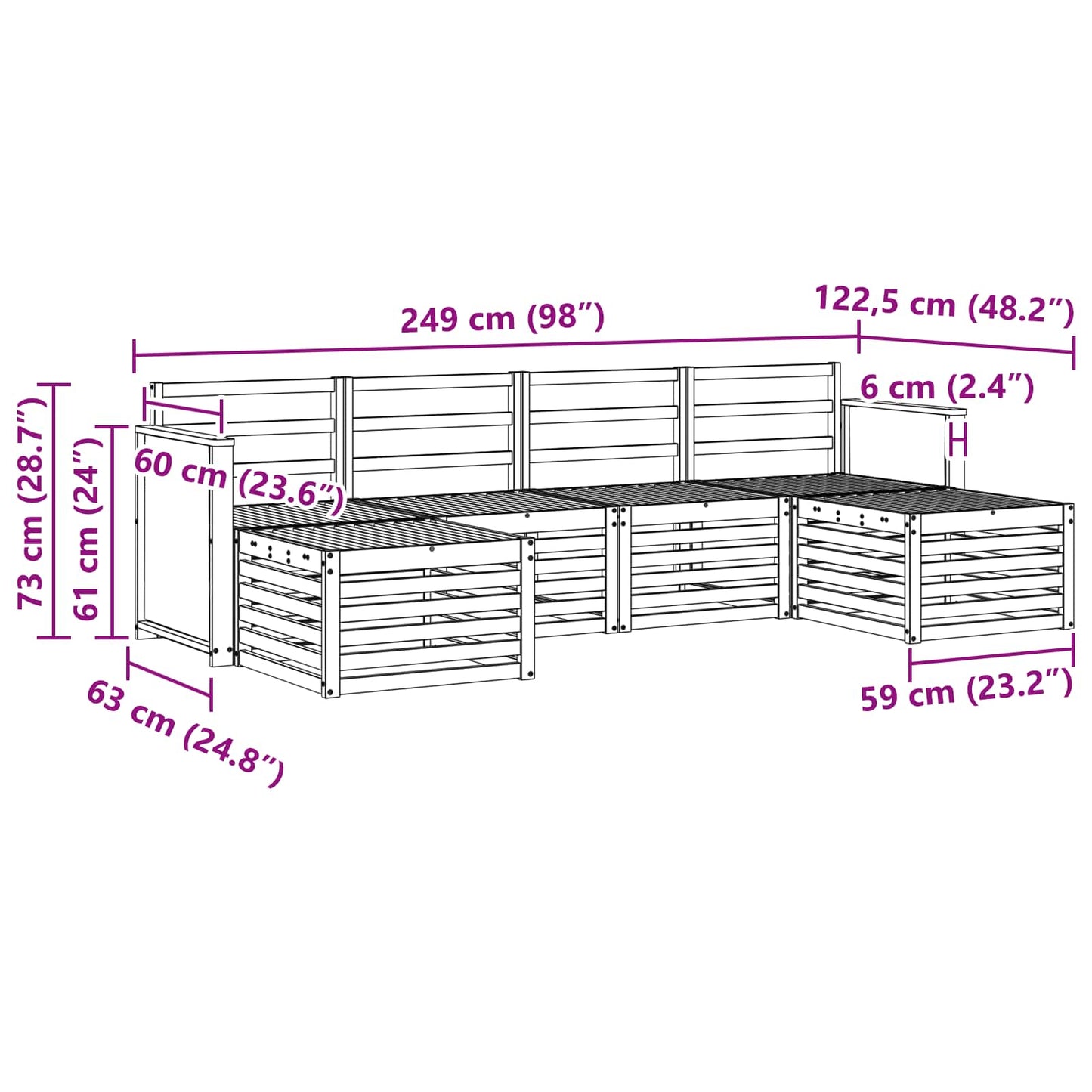 vidaXL Outdoor Sofa Set 5 pcs