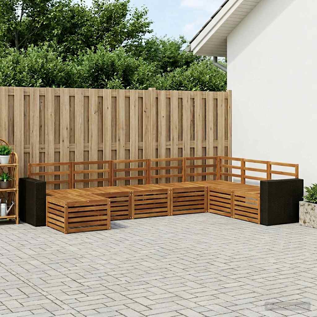 vidaXL Outdoor Sofa Set 8 pcs Natural Solid Acacia Wood