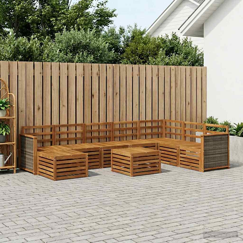 vidaXL Outdoor Sofa Set 7 pcs Natural Solid Acacia Wood