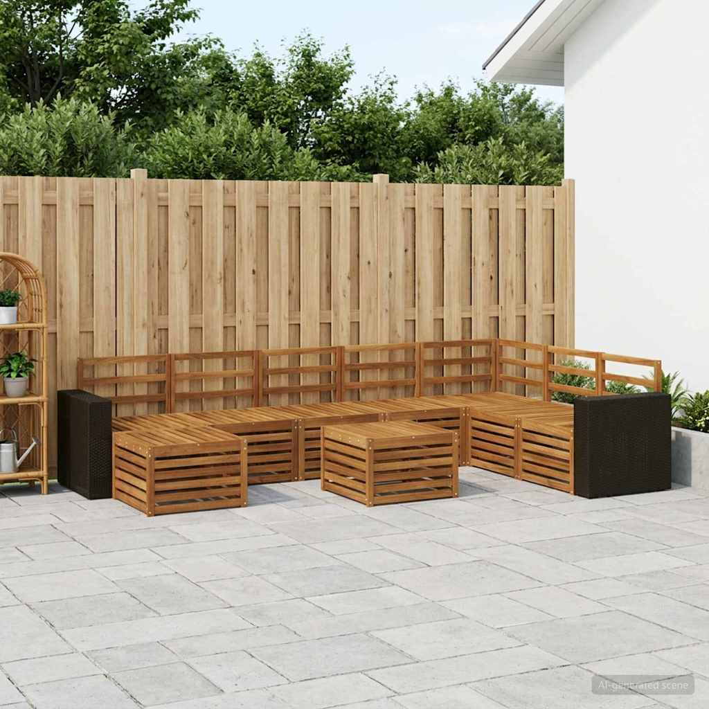 vidaXL Outdoor Sofa Set 9 pcs Natural Solid Acacia Wood