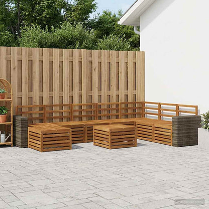 vidaXL Outdoor Sofa Set 9 pcs Natural Solid Acacia Wood