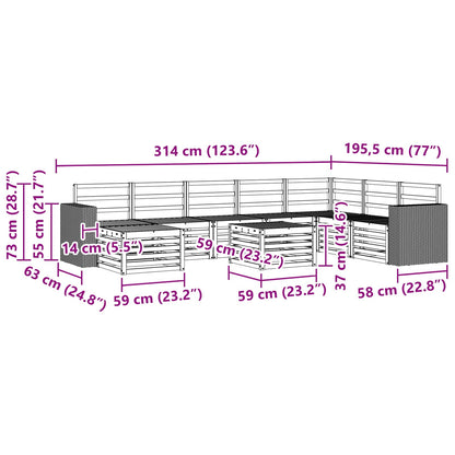 vidaXL Outdoor Sofa Set 9 pcs Natural Solid Acacia Wood