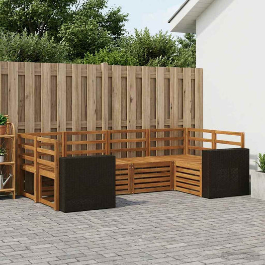 vidaXL Outdoor Sofa Set 6 pcs Natural Solid Acacia Wood