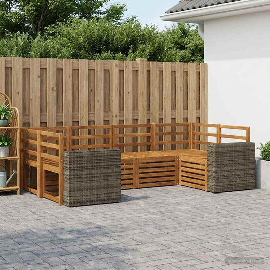 vidaXL Outdoor Sofa Set 6 pcs Natural Solid Acacia Wood