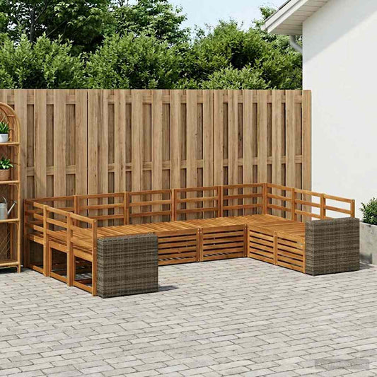 vidaXL Outdoor Sofa Set 9 pcs Natural Solid Acacia Wood