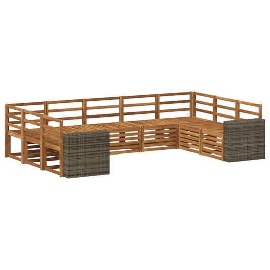 vidaXL Outdoor Sofa Set 9 pcs Natural Solid Acacia Wood
