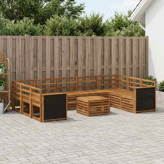 vidaXL Outdoor Sofa Set 10 pcs Natural Solid Acacia Wood