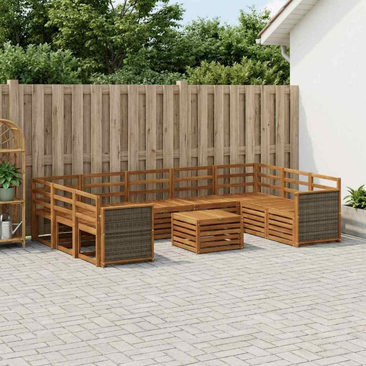 vidaXL Outdoor Sofa Set 10 pcs Natural Solid Acacia Wood